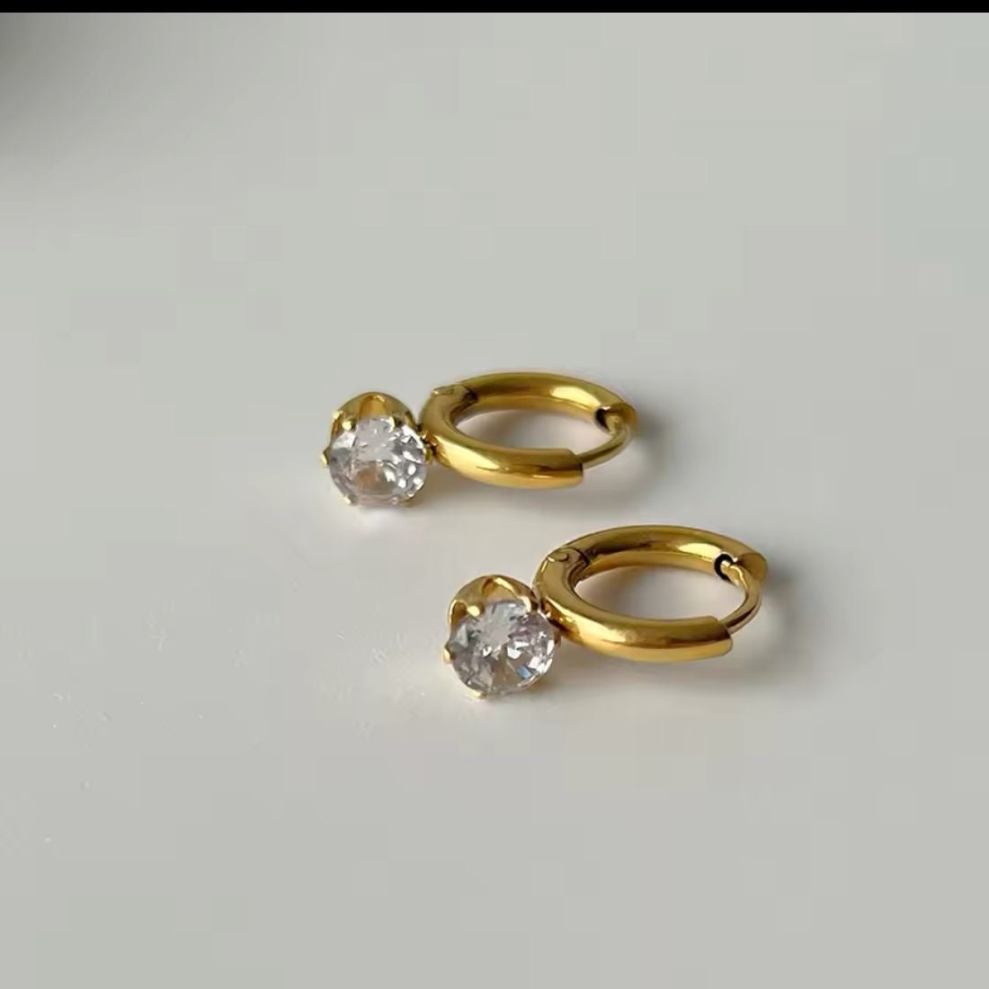 Cherie Cz Drop Hoops -18K