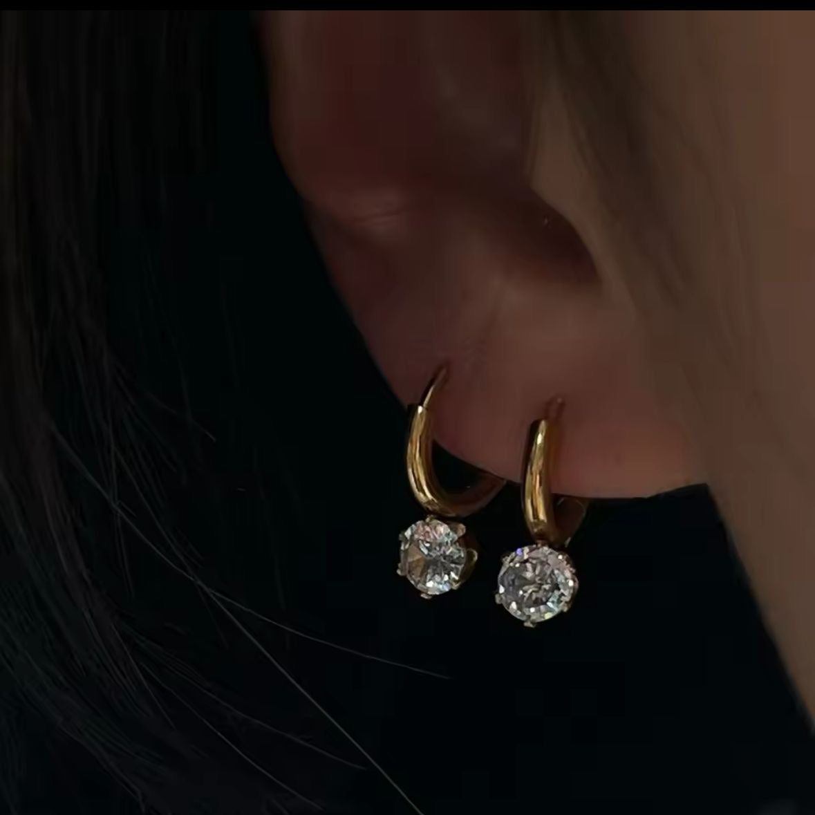 Cherie Cz Drop Hoops -18K