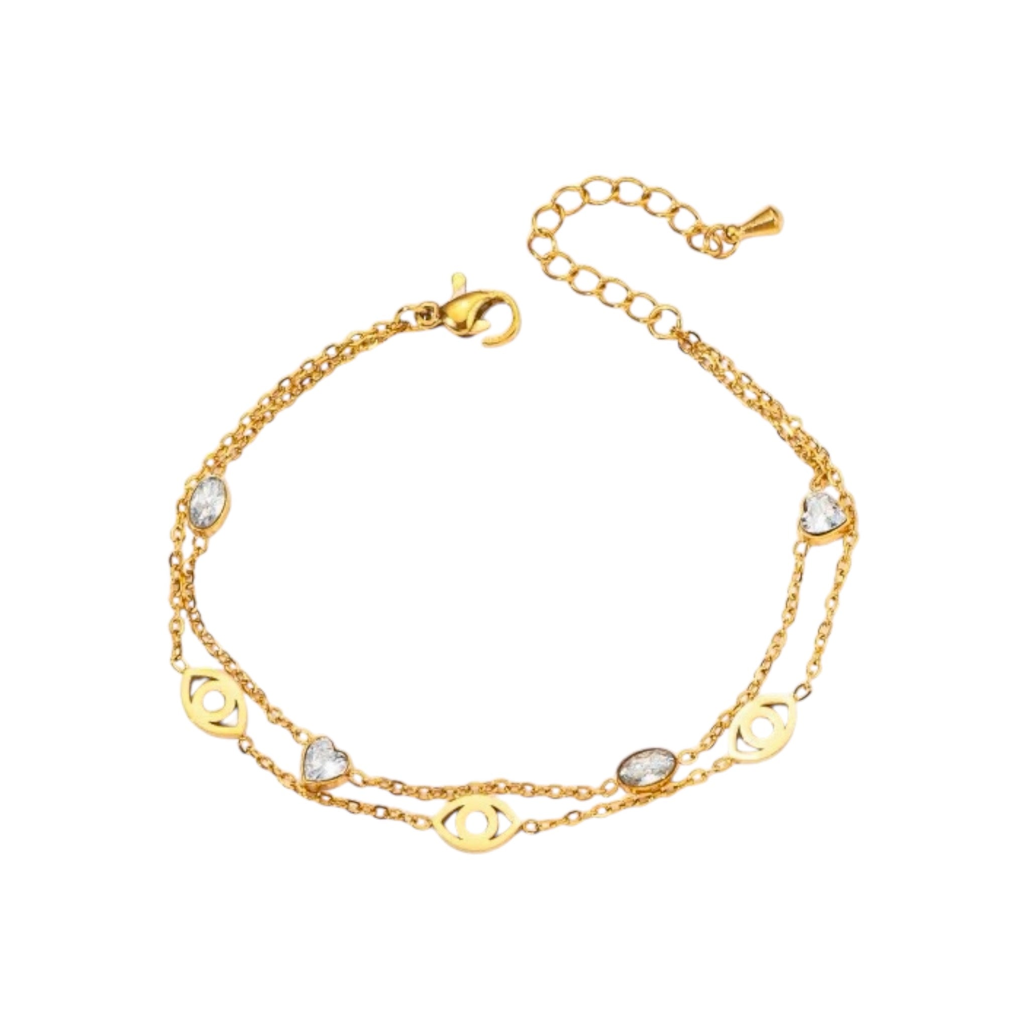 Turkish Eye Cz Charm Layered Bracelet