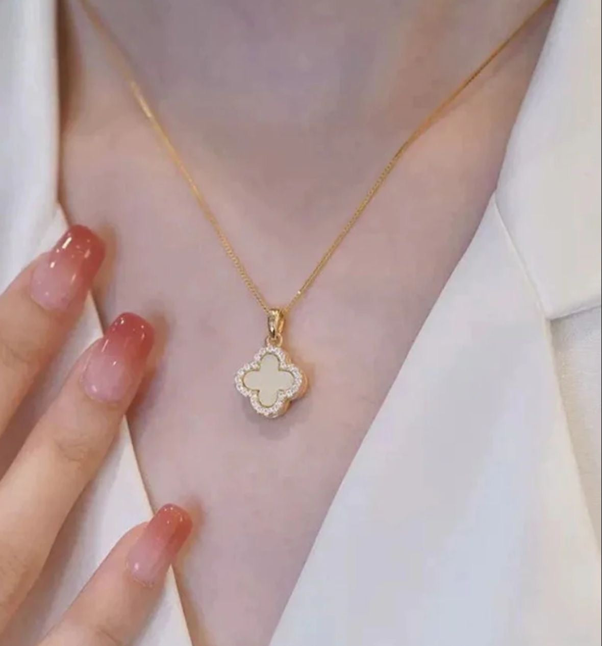 Sparkly Clover Necklace -Reversible