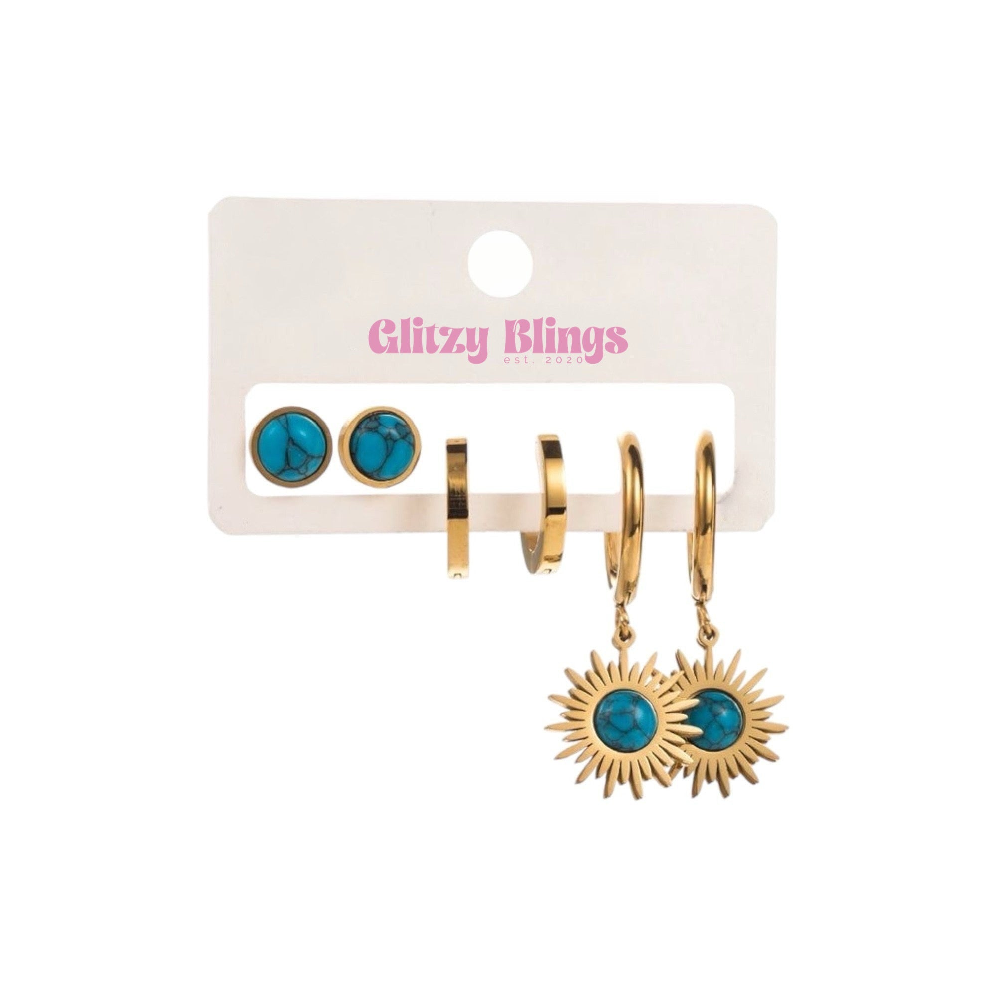 Turquoise Ear Candies -Set Of 3