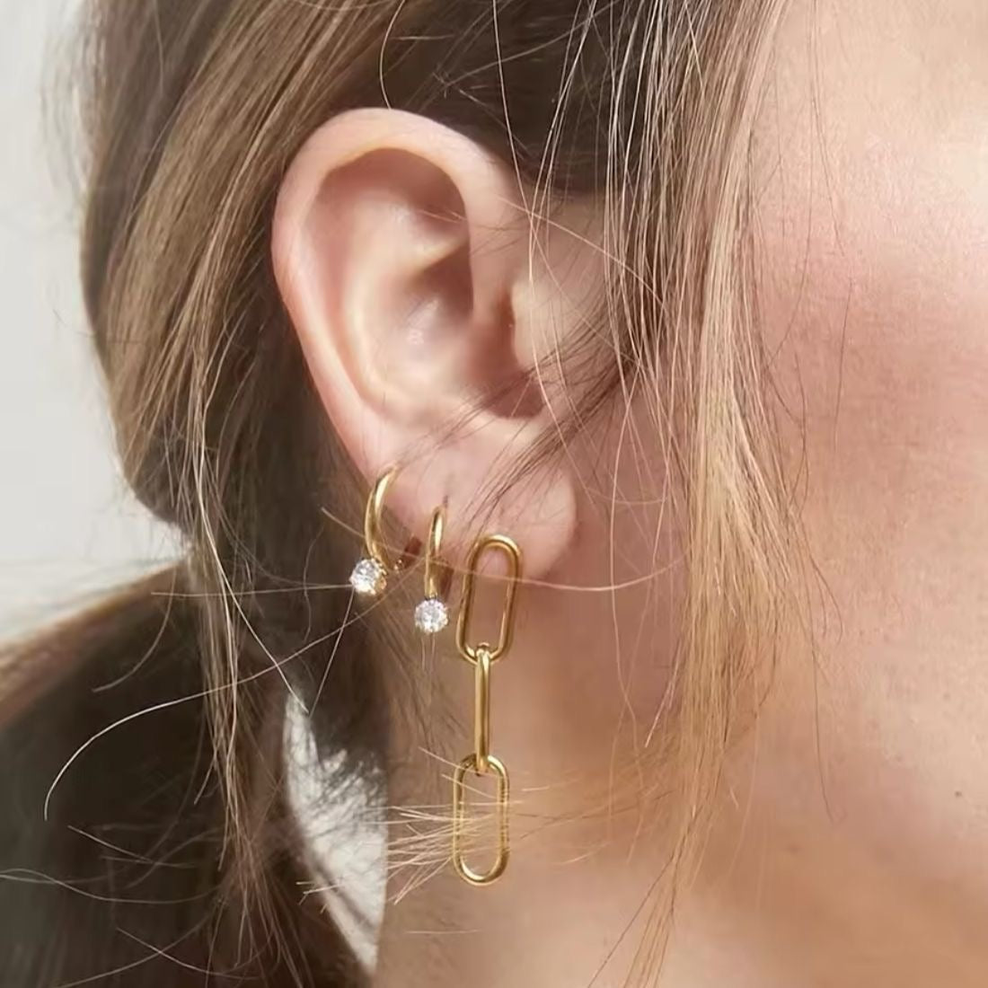 Cherie Cz Drop Hoops -18K