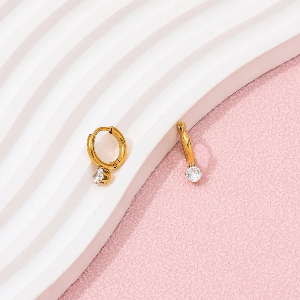 Cherie Cz Drop Hoops -18K