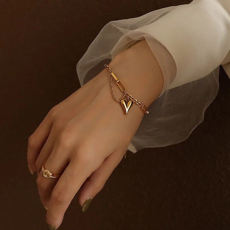 Juliet Heart Charm Bracelet -18K