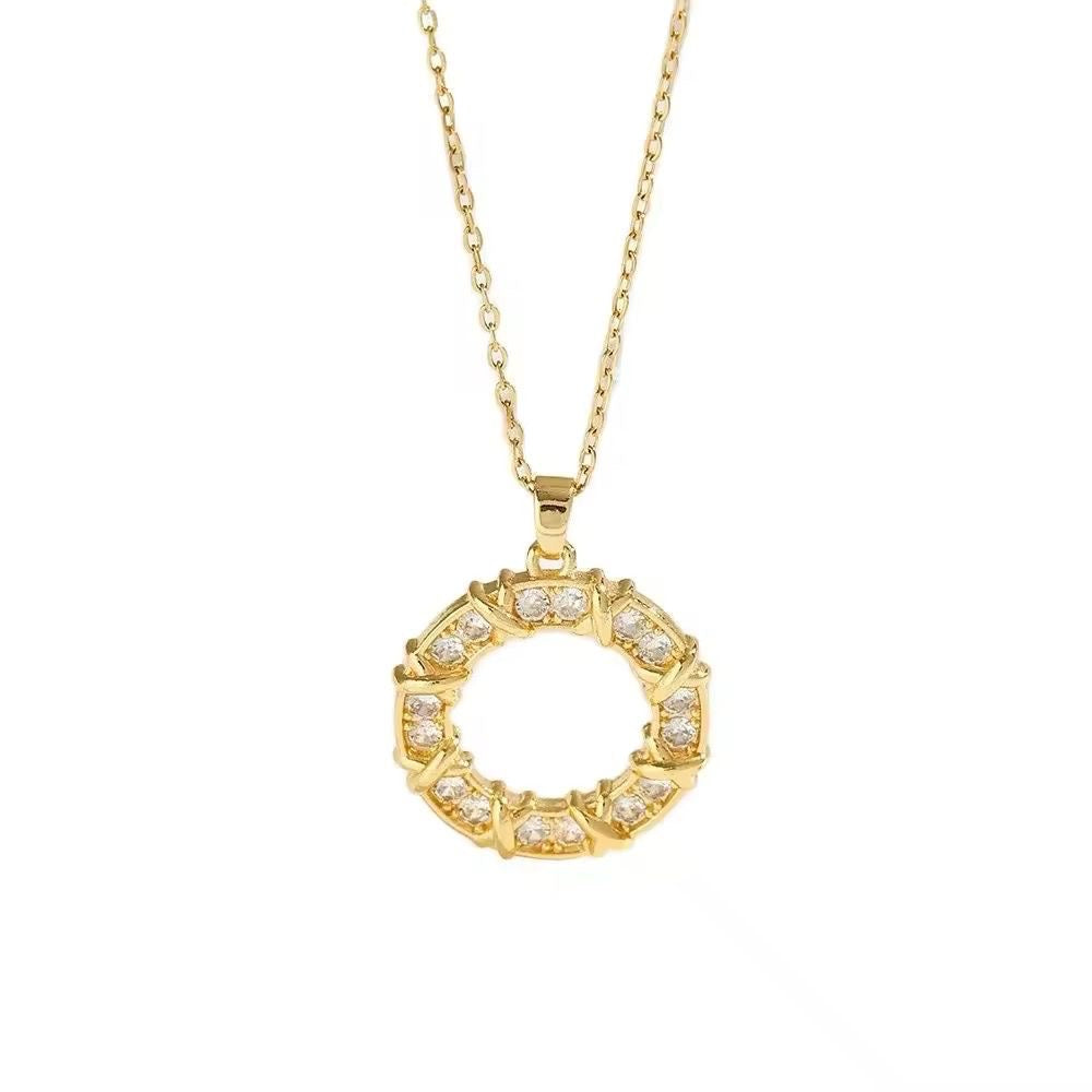Cz Tiffany Halo Necklace -18K