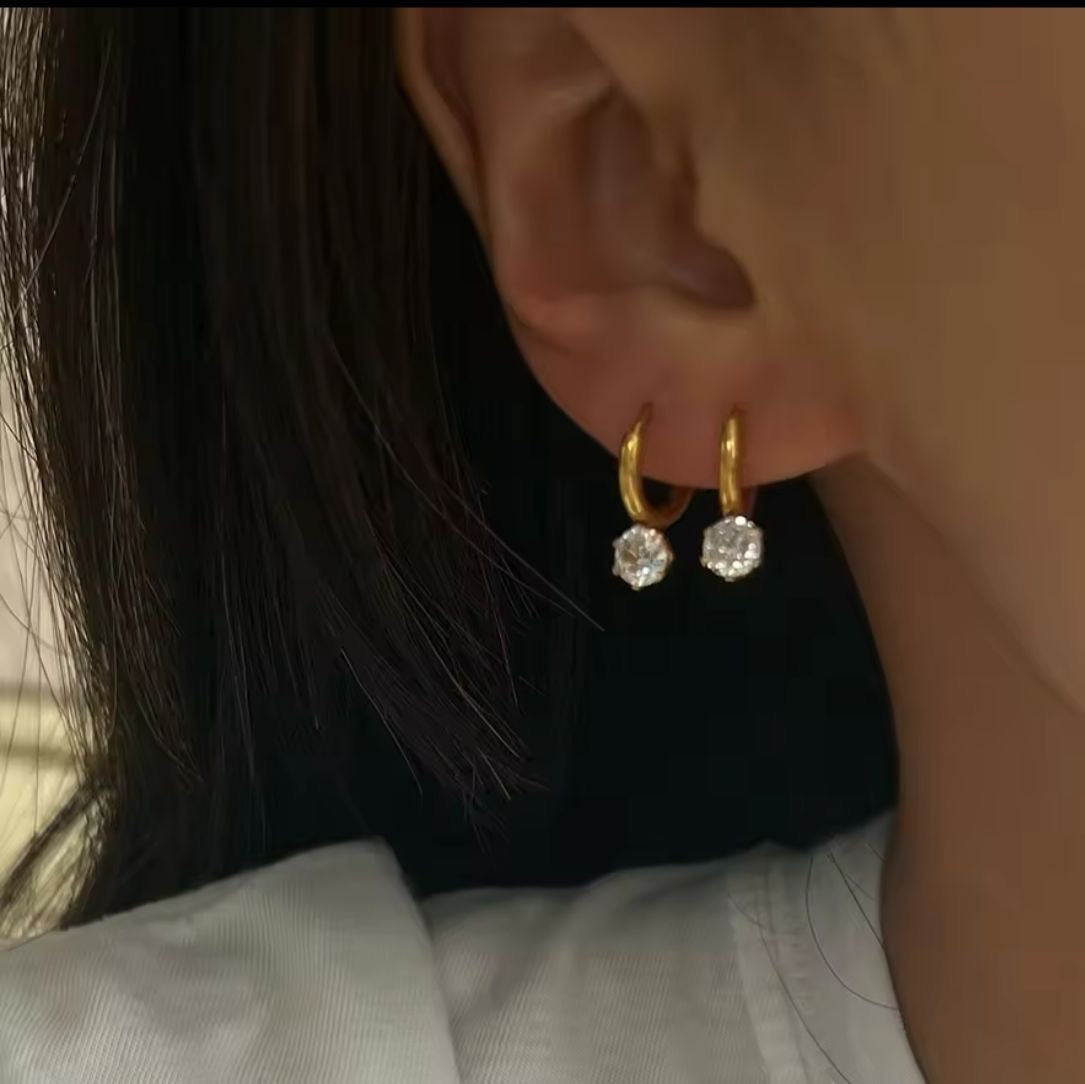 Cherie Cz Drop Hoops -18K