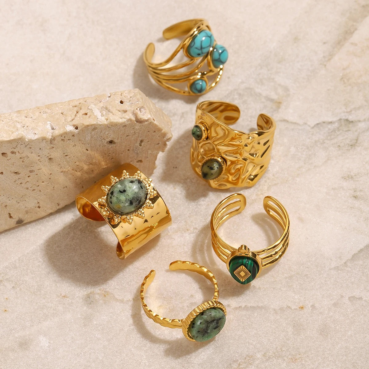 Skyler Malachite Ring -18K