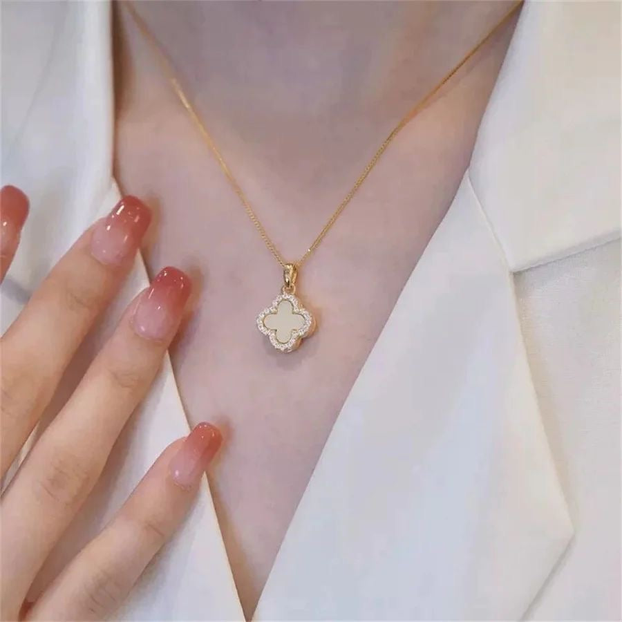 Sparkly Clover Necklace -Reversible
