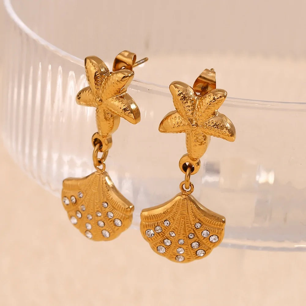 Ariel Drop Studs -18K