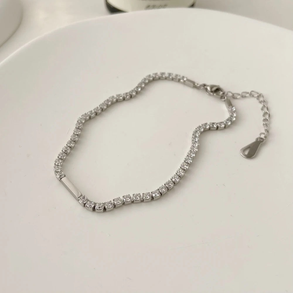Rexa Tennis Anklet -Silver