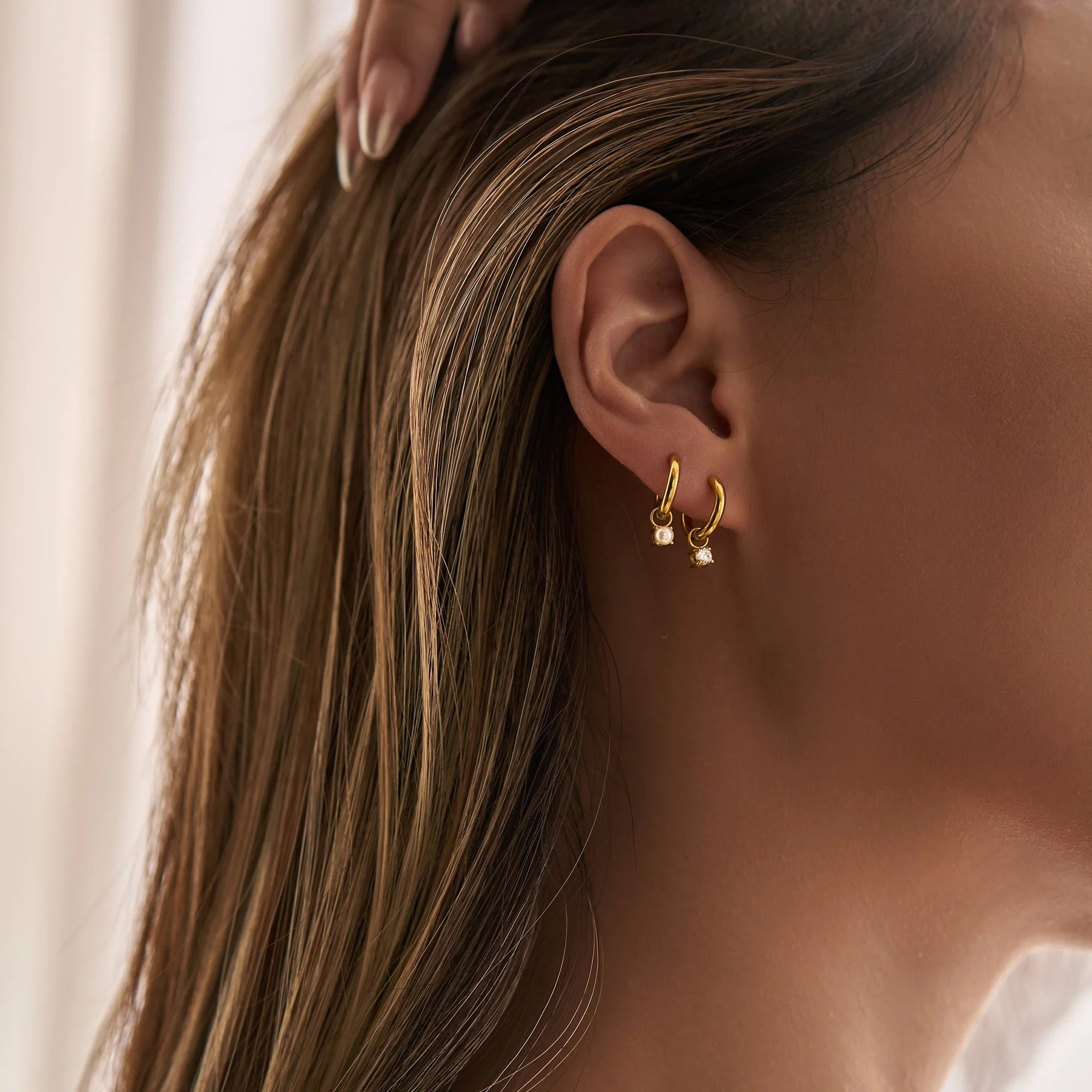 Dainty EveryDay Hoops -Emerald Charm