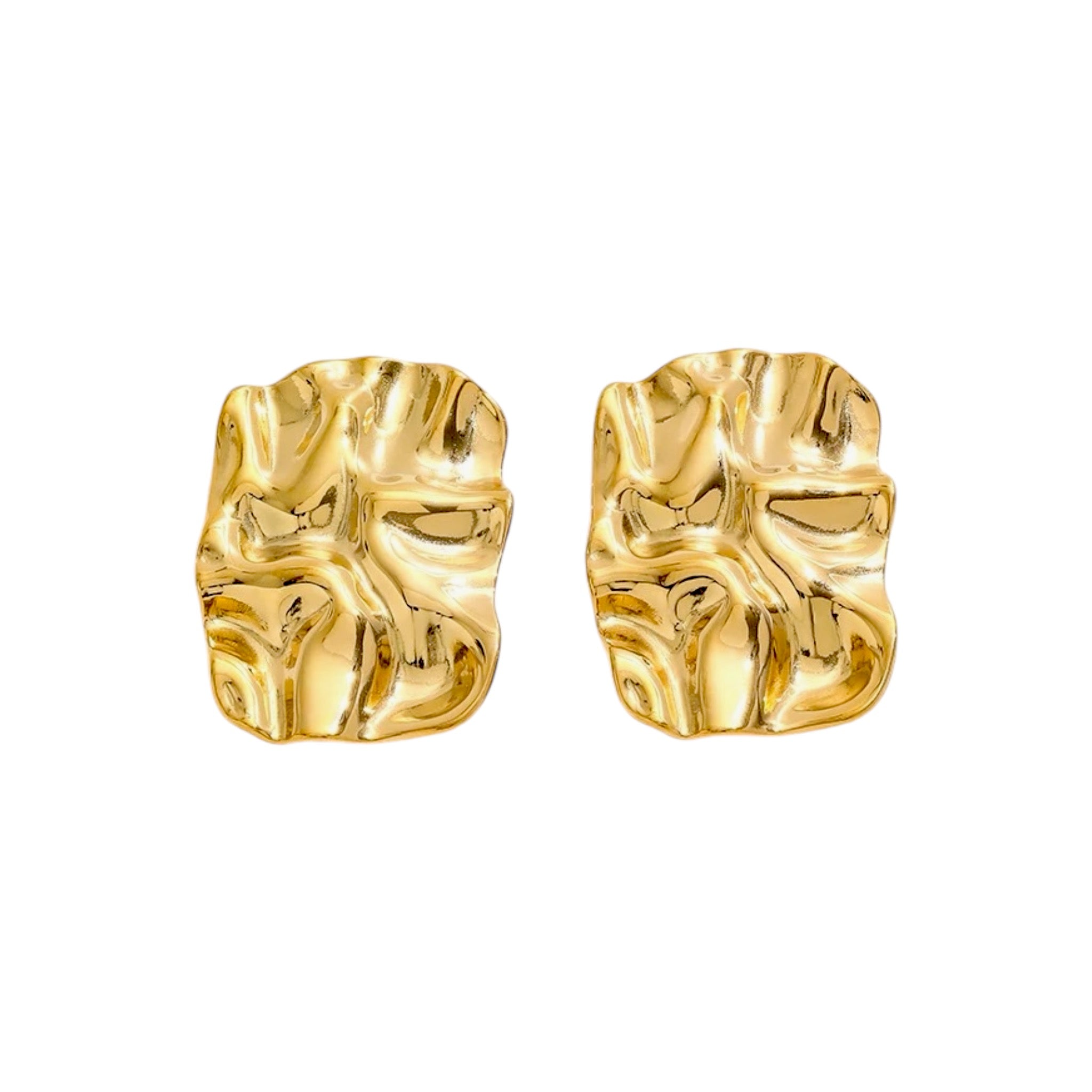 Crinkle Hammered Luxury Studs -18K