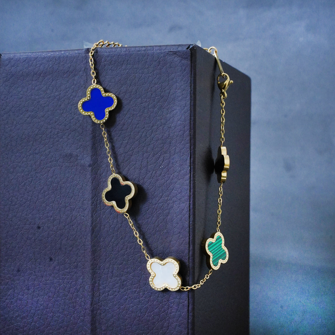 Lucky Clover Bracelet | 18k Gold & Colorful Enamel | Inspired Design
