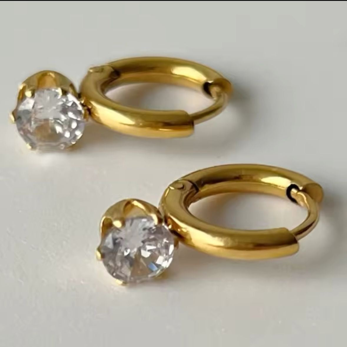 Cherie Cz Drop Hoops -18K