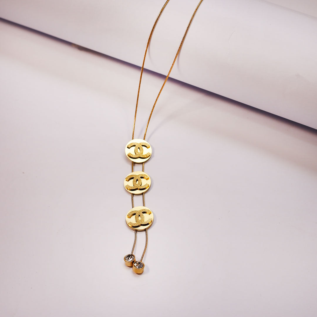 Inspired Chanel Necklace | Chic Gold CC Pendant