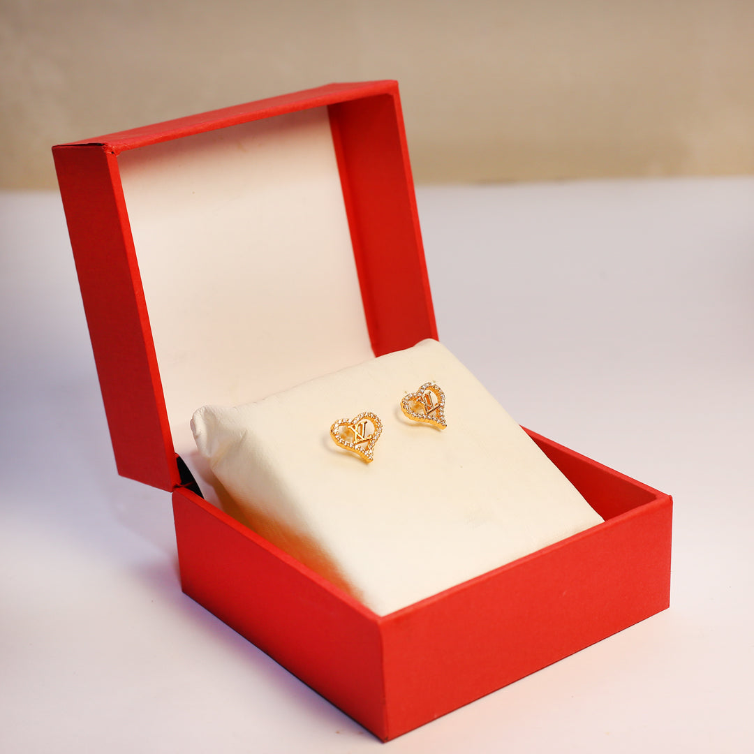 Heart & Initial Earrings | Gold & Crystal