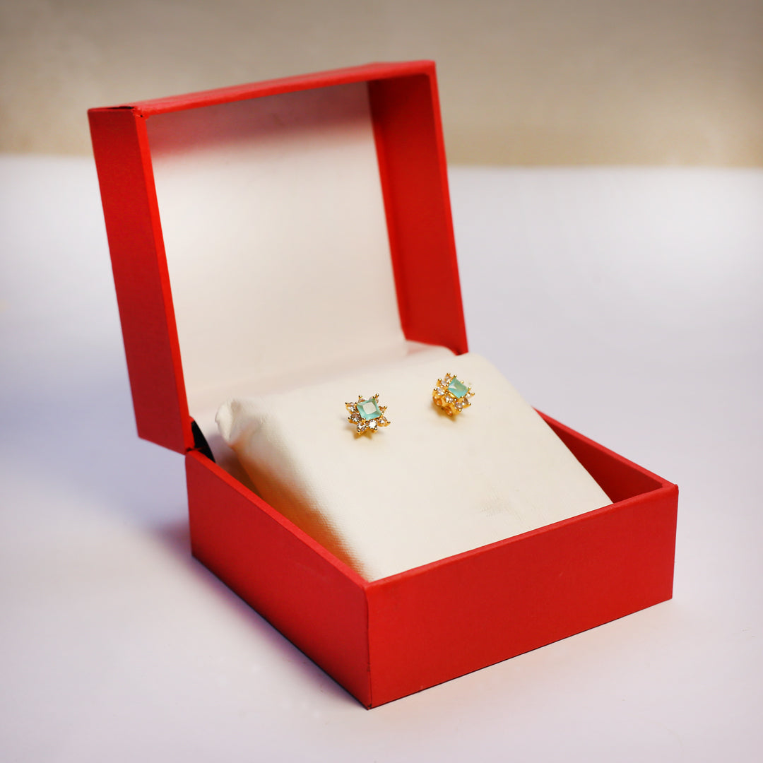 Flower Stud Earrings | Gold & Crystal Design