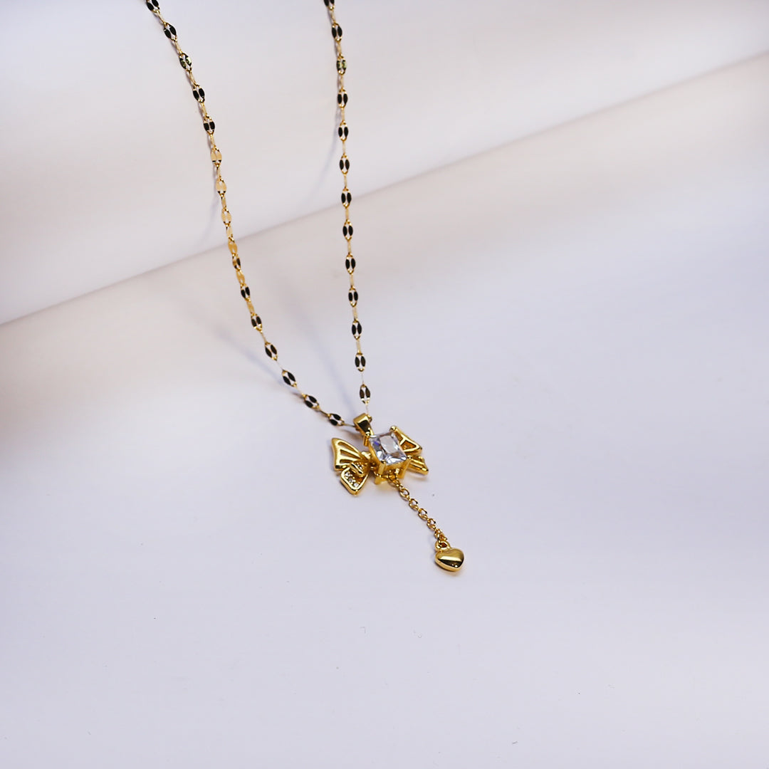 Dragonfly Necklace | Gold & Crystal Pendant