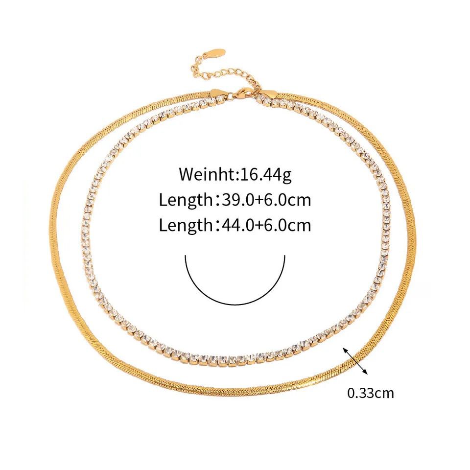 Melina Layered Cz Tennis x Snake Chain Necklace