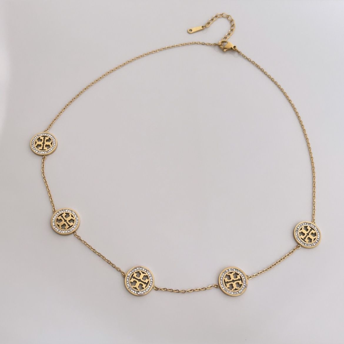 TB 5 Charm Diamanté Necklace -18K