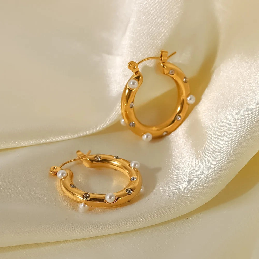 Hammered Cz Hoops