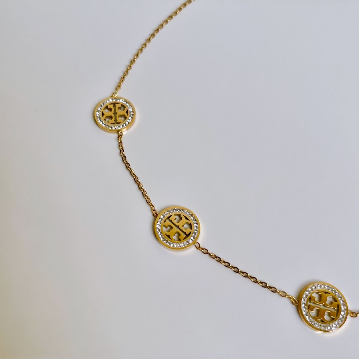 TB 5 Charm Diamanté Necklace -18K