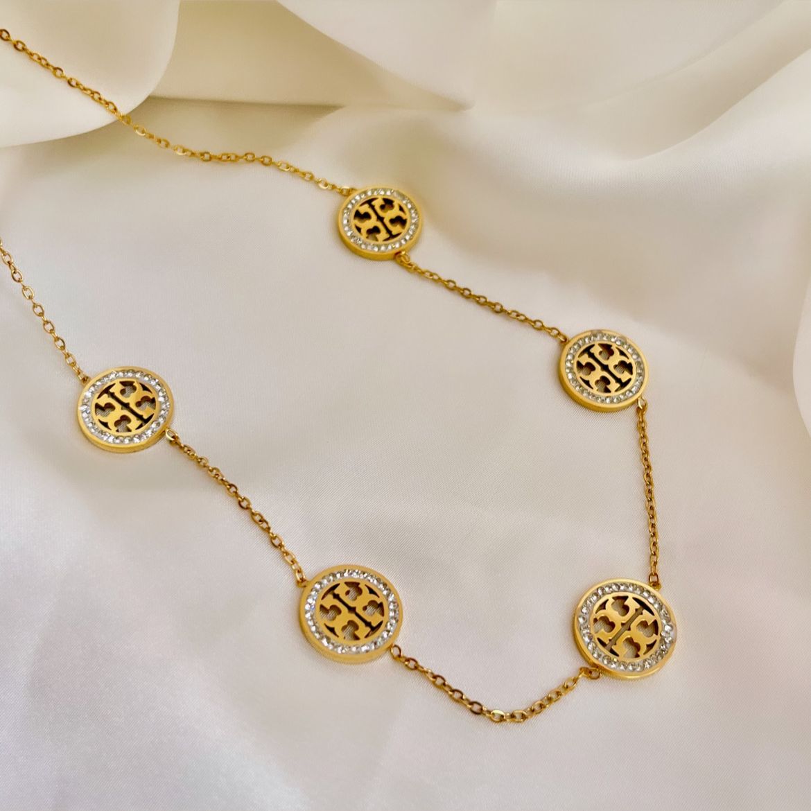 TB 5 Charm Diamanté Necklace -18K