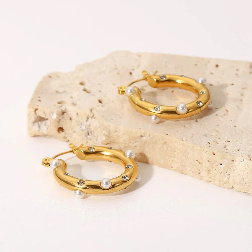 Hammered Cz Hoops