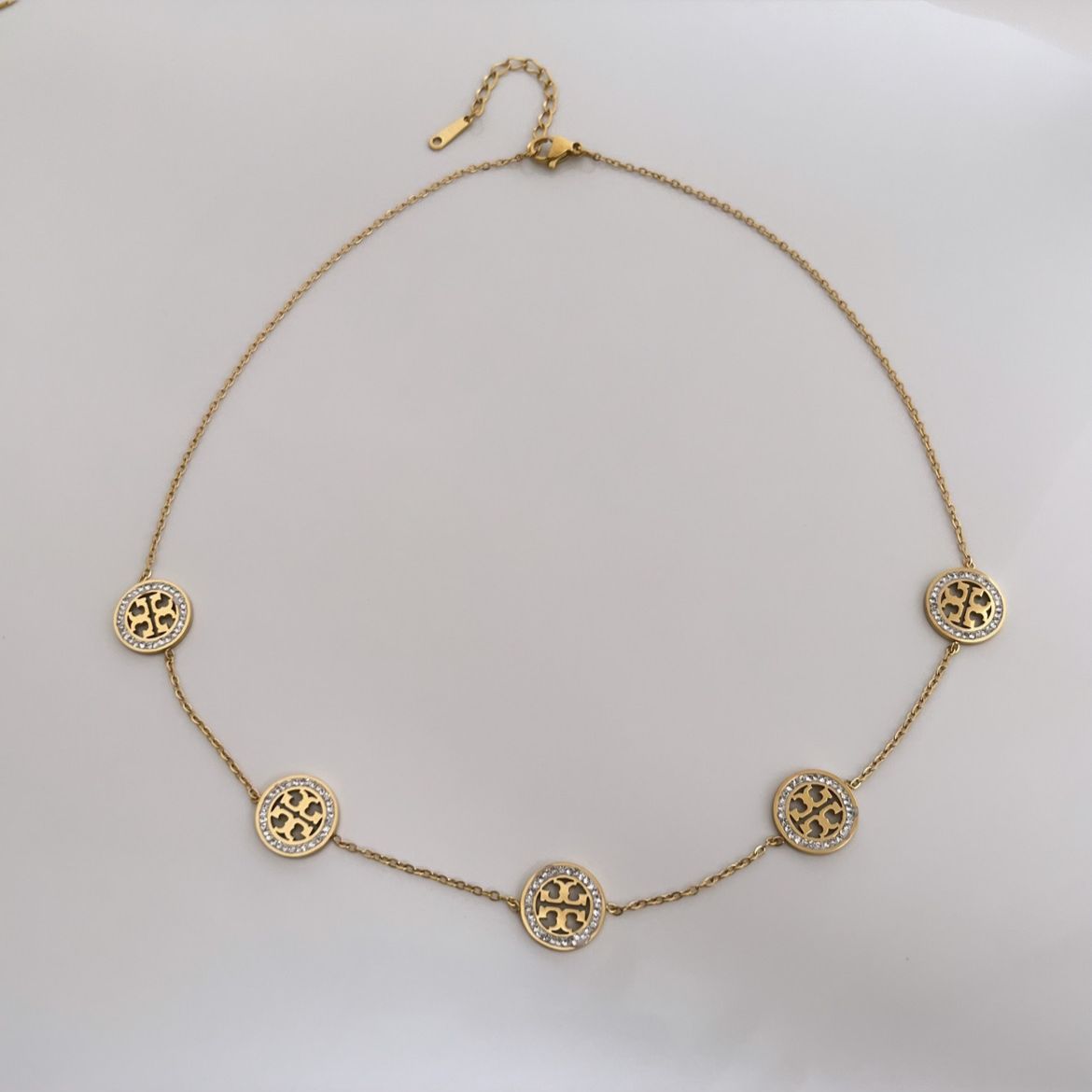 TB 5 Charm Diamanté Necklace -18K