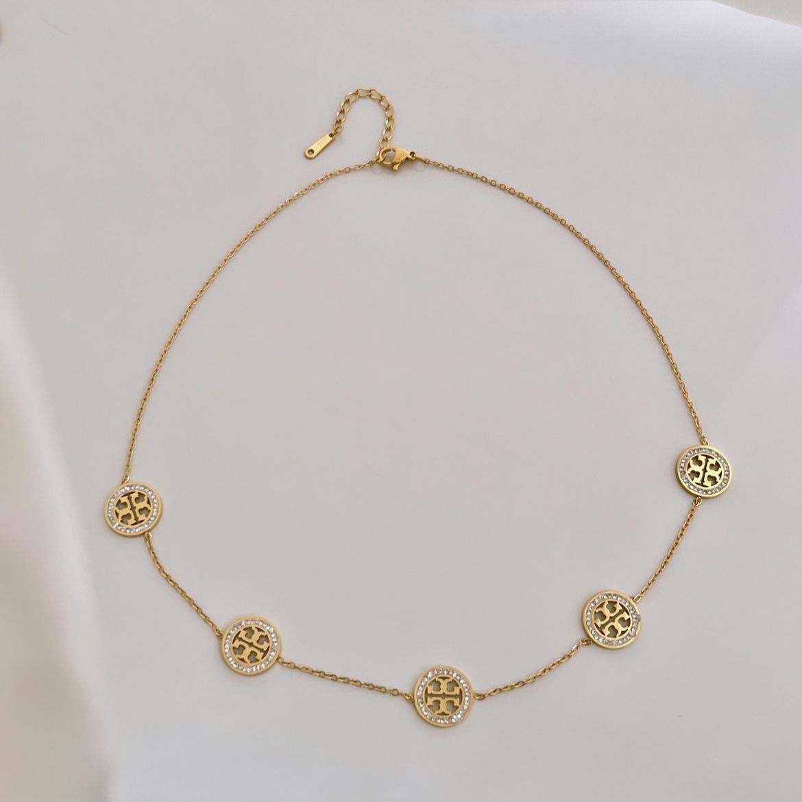 TB 5 Charm Diamanté Necklace -18K