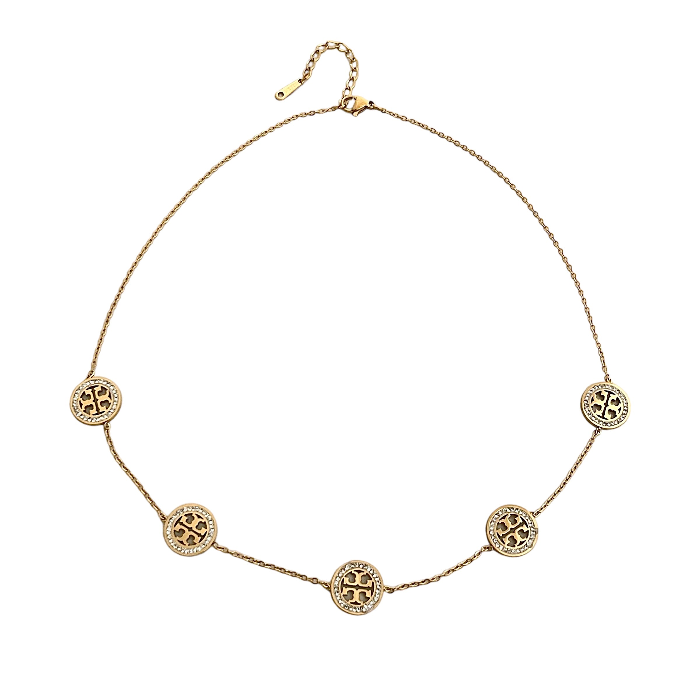 TB 5 Charm Diamanté Necklace -18K