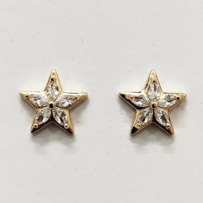 Star Stud Earrings | Gold & Crystal Stars