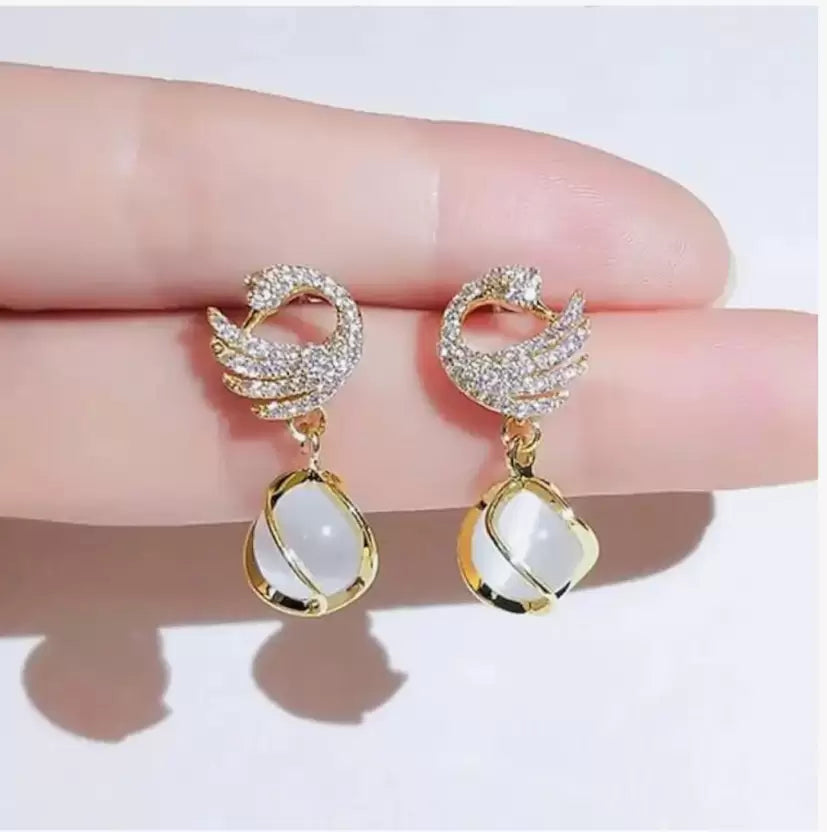 Pearl Hoop Earrings | Gold & Crystal Drop